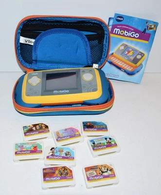 VTech MobiGo Touch Yellow Learning System And 8 Games READ  Working - Image 1 of 4