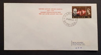 Bermuda Stamps 1966 Churchill 10d Omnibus First Day Cover plain envelope (w) - Image 1 of 2