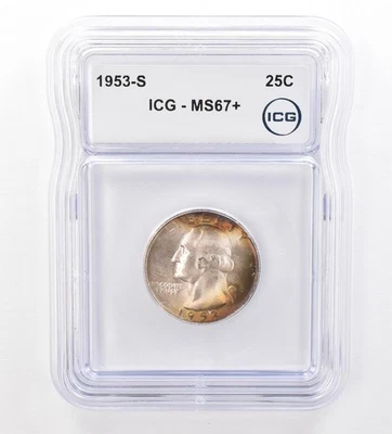 1953-S Washington Quarter MS67+ ICG Beautiful Tone *7615 - Image 1 of 3