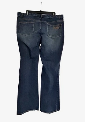 Pantalones de mezclilla para mujer MICHAEL KORS JEANS azul oscuro bootcut logotipo de metal dorado talla 14 Foto 1 de 4