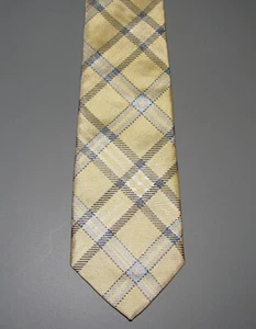 BROOKS BROTHERS Boys Fleece Neck Tie Yellow Tartan Plaid 51 x 2 5/8 USA *B21* - Picture 1 of 4