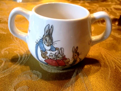 Peter Rabbit Wedgwood Beatrix Potter Bunny Mug Original 2 Handles Flopsy Mopsy.. - Image 1 of 4