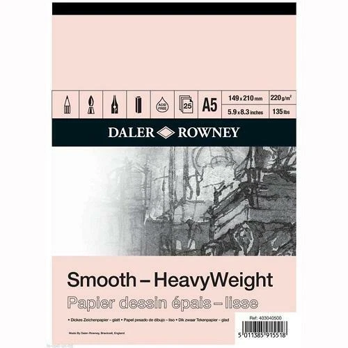 DALER ROWNEY Sketch Pad - Smooth Heavyweight Cartridge Paper - 220 gsm - A5 - Image 1 of 1