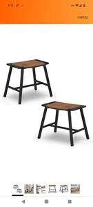 Stools Table Height Chair Backless Kitchen Saddle Brown Rope Weave Pattern Seat - Picture 1 of 6