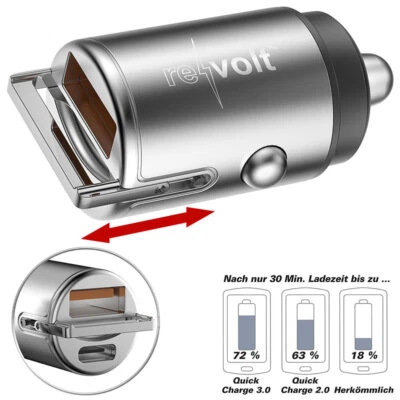 revolt Micro-Kfz-Schnell-Ladegerät mit USB-C PD & USB-A QC, bis 65 Watt - Bild 1 von 4