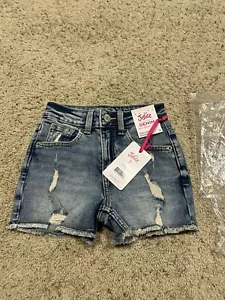 NEW Justice Size 7 Girls SHORTS Denim MIMI MOM distressed raw hem NWT G24 - Picture 1 of 3