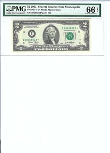 2003 $2 FRN FR1937I* PMG 66 EPQ, Minneapolis * Note S/N I00266613*!!! - Picture 1 of 2
