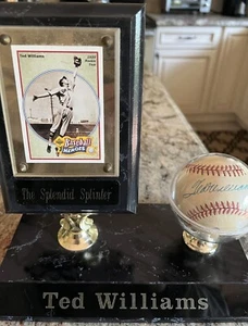 Ted Williams Signed Autographed Baseball w Display and Card Engraved Plaque Too - Picture 1 of 6