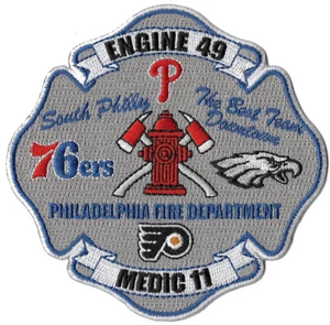 Philadelphia Engine 49 South Philly 76'ers  Phillies Flyer Eagles NEW Fire Patch - Picture 1 of 1
