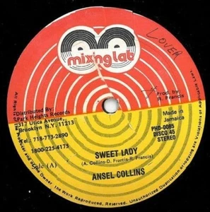 ANSEL COLLINS Sweet Lady Vinyl Record 12 Inch Jamaican Mixing Lab 1988 & Reggae - Picture 1 of 2