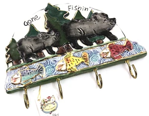Blue Sky Clayworks Wall Hooks Gone Fishin Heather Goldminc New w Tags - Picture 1 of 3