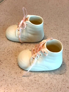 Porcelain Baby Booties Shoes with Pink Laces - Picture 1 of 3
