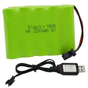 6V 2200mAh Ni-MH 5 AA Rechargeable Battery Pack with SM-2P Black 2 Pin Connector - Picture 1 of 6