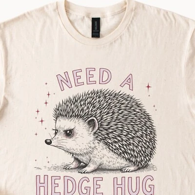 Camisa Erizo Unisex Abrazo Camiseta Lindo Animal Gráfico Camiseta Beige Foto 1 de 4