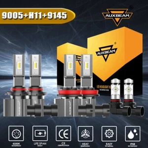 AUXBEAM Combo Kit LED Headlight Fog Light 6 Bulbs White for Ford F-150 2015-2023 - Picture 1 of 12