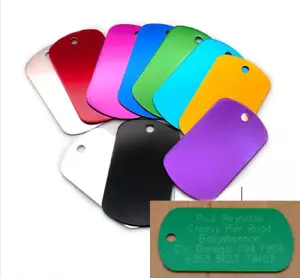 Engraved Aluminium Luggage Tag Suitcase Travel Name Address ID Baggage Labels - Picture 1 of 13