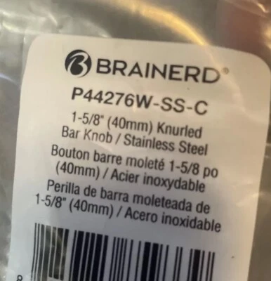 Brainerd P44276W-SS 1.57" Knurled Bar Cabinet & Drawer Knob Stainless Steel 16pc - Image 1 of 4
