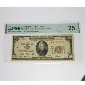 1929 PMG VF25 - $20 Twenty National Currency FRBN Dallas Note #56658F - Picture 1 of 3