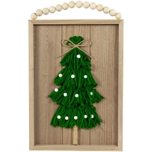 Northlight 14" Knitted Christmas Tree Wooden Framed Wall Sign - Picture 1 of 6