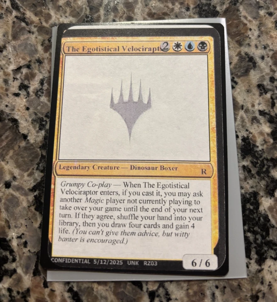 MTG Unknown Event Playtest Card Las Vegas 2025 Magiccon Egotistical Velociraptor - Image 1 of 1