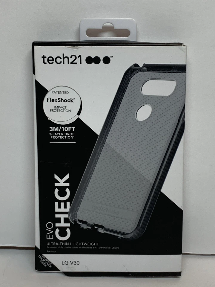 Tech21 Evo Check FlexShock Case for LG V30 - Smokey Black, NEW in Box - Image 1 of 4