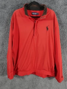 Ralph Lauren Jacket Men XL Red Polo Golf Windbreaker 1/4 Zip Pullover Smock VTG - Picture 1 of 14