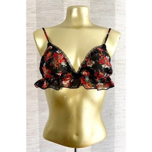 Bralette transparente con volantes florales rosa - Imagen 1 de 4