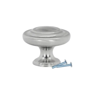 Pomello comò armadio cucina Saturno stile tondo 1-11/32" nichel spazzolato K70134BN - Foto 1 di 3