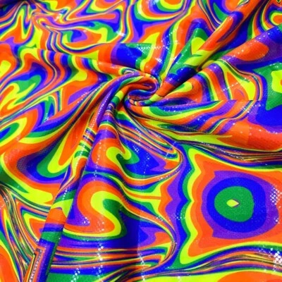 Tecido de elastano de náilon folha holograma neon tingimento de gravata sem estiramento 4 vias stretch - Imagem 1 de 4