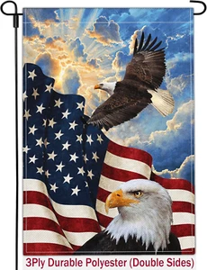 Patriotic Garden Flag 12X18 Double Sided for Independence Day -POLE NOT INCLUDED - Picture 1 of 14