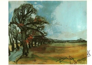 KLAUS FUßMANN - Handsignierte & datierte Kunstpostkarte "Allee bei Groß-Ziethen" - Bild 1 von 2