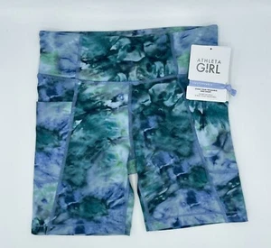 Athleta Girl XL 14 Solarize Blue Stash Your Treasures Bike Cartwheel Gym Shorts - Picture 1 of 14