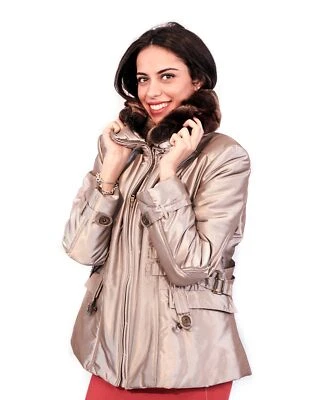 PUFFER JACKET BEIGE WITH NECK DETACHABLE IN REX 55 - Image 1 of 4