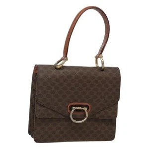 CELINE Macadam Canvas Hand Bag PVC Leather Brown Gold Auth ep8617 - Picture 1 of 22
