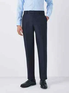 John Lewis Linen Regular Fit Suit Trousers Navy Blue 38S / 38" Waist - BNWT £80 - Picture 1 of 13