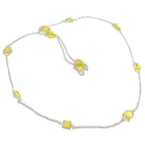 Collar de plata de ley 925 con piedras preciosas de topacio limón 18" L147 - Imagen 1 de 6