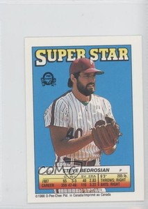 1988 O-Pee-Chee Super Star Sticker Backs Peeled Steve Bedrosian #31