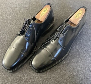 Gucci Mens Size 42 E Black Leather Lace Italy Made Wing Tip Oxford Shoes - Picture 1 of 7