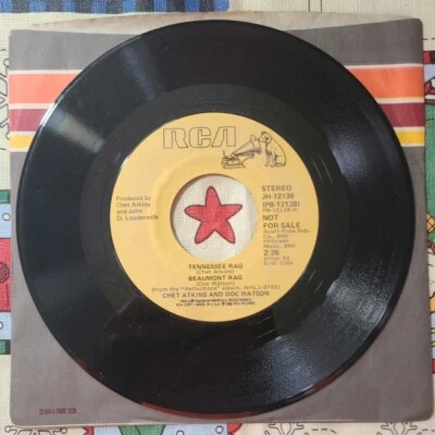 Chet Atkins & Doc Watson Tennesse Rag/ Beaumont Rag RCA Promo 45 RPM Record - Image 1 of 4