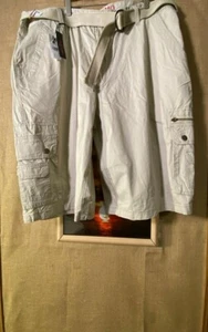 NWT Linea Uomo men’s khaki belted stretch cargo short 50 - Picture 1 of 9