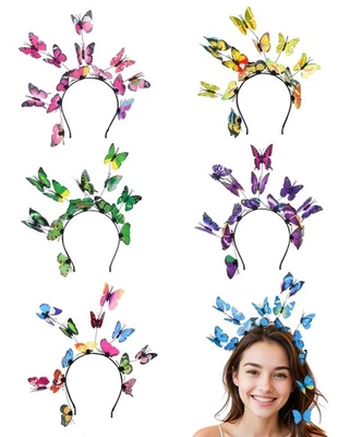 6Pack Butterfly Fascinator Headband Monarch Butterfly Crown with Clips Tea Pa... - Image 1 of 4