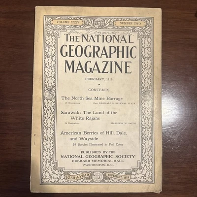 Vintage National Geographic Magazine - February 1919 - Vol. XXXV, No. 2 - Image 1 of 4