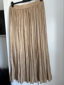 Next Gold Maxi Skirt. Lined Size 16p With Elasticated Waist Worn Once - Picture 1 of 5
