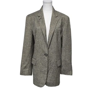 Lauren Ralph Lauren Blazer Damen L/XL Fischgrät Seide Sport Mantel Jacke USA - Bild 1 von 21