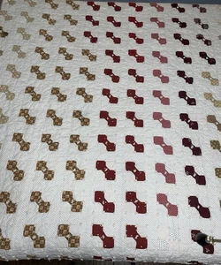 Antique Quilt Bow Tie Feed Sack Handmade Knotted 79” X 71” - Picture 1 of 24