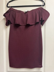 Women’s Noble U Off The Shoulder Medium Burgundy Dress - Picture 1 of 2