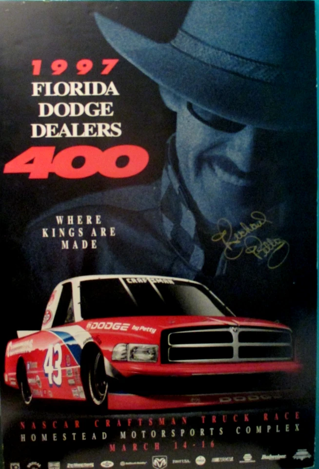 Cartel de concesionario de camión Dodge Ram Craftsman firmado por Richard Petty ¡RARO! Foto 1 de 4