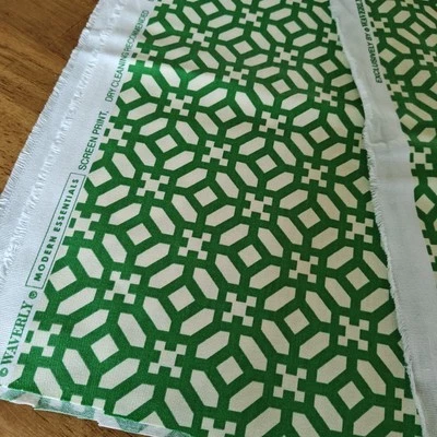 Tecido de algodão geométrico verde Waverly Home Decor 57 polegadas por 2 jardas moderno - Imagem 1 de 4
