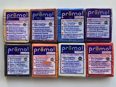 Premo Sculpey Polymer Clay Lot 8 Colors 2oz Blocks Premium Oven Bake Clay 1997 - Image 1 of 3