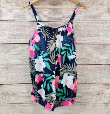 Nuevo con etiquetas Top de Natación Tankini Lane Bryant Azul Floral Talla 14 Ligeramente Forrado Sin Alambres Foto 1 de 4